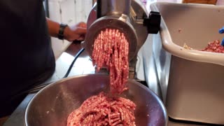 Grinding pork sausage
