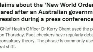 Australian Health Chief Say " New World Order"