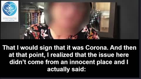 Chilling video testimony about bribe offer + threats in order to push a widow to sign "Corona Death Certificate" for her husband who died of cancer.