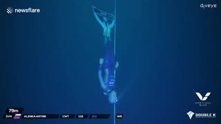 Freediver sets world record with stunning 120-metre-deep effort