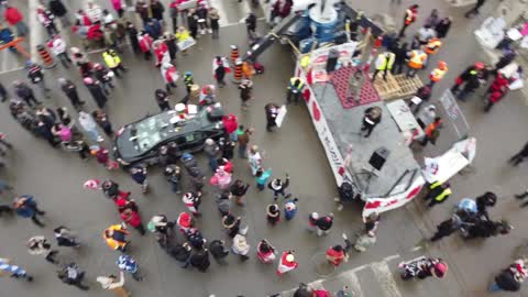 Drone Footage (4K) Trucker Protest Freedom Convoy Canada / Ottawa