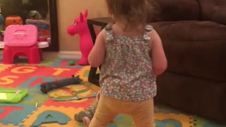 Daughter Likes to Vacuum Like Her Dad