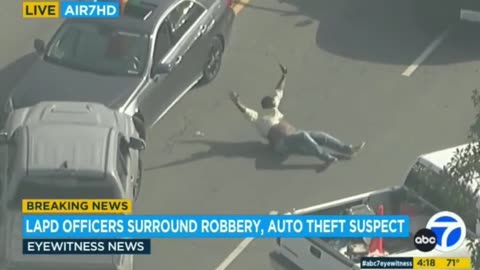 WOW: Grand Theft Auto Suspect Surrenders To The Police In WILD Clip