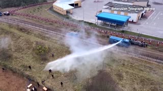 Water cannon used on migrants at Poland border