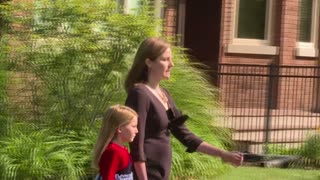 Judge Amy Coney Barrett leaves home