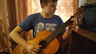 Acoustic guitar, playing guitar
