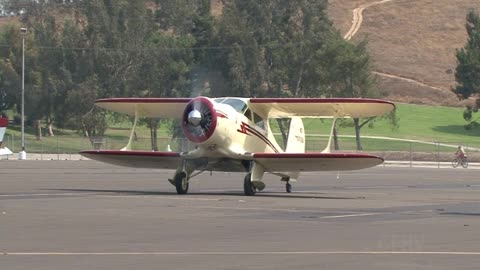 Aviation RARE 1933 D-17 Beechcraft Startup, Takeoff and Flyby