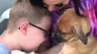 Kid brought to tears with new puppy surprise