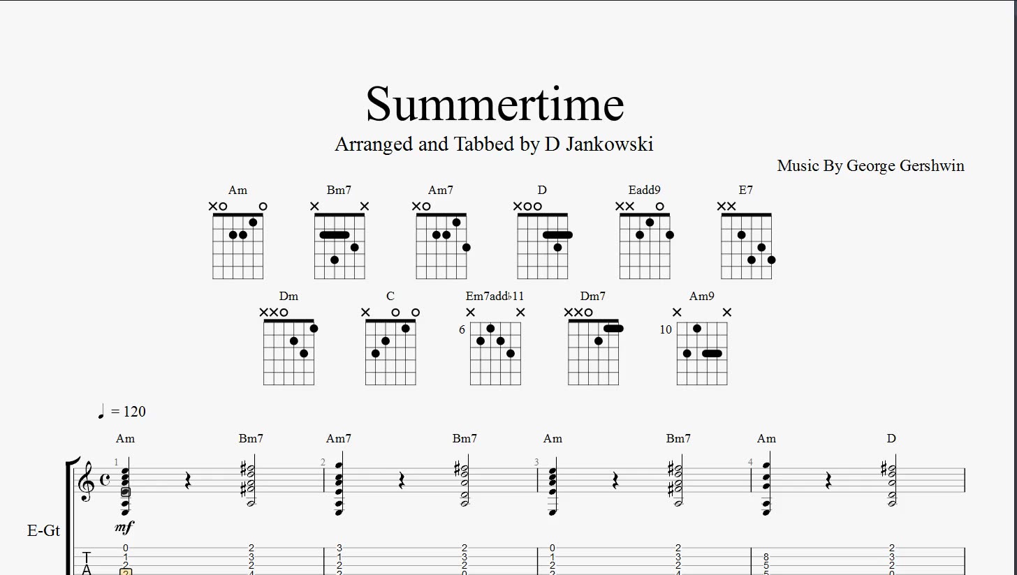 guitar chords for summertime