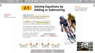 Algebra 1 - Chapter 2, Lesson 1 - Solving Equations by Adding or Subtracting