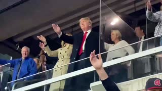 Trump does the Tomahawk Chop at The World Series