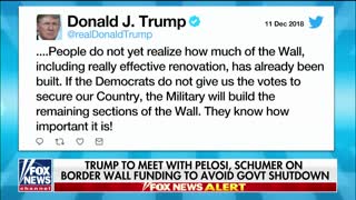 Trump says military can finish wall if Dems don't budge
