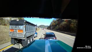 Highway Brake Check Almost Tips Truck