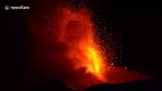 Mount Etna erupts in Sicily, red-hot lava spews into air