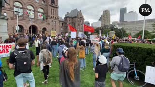 Protestors are calling for climate justice outside of Queen’s Park in Toronto for the Climate Strike