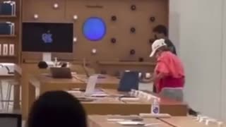 The woman broke multiple iPads at the Apple Store