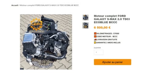 AEPSPIECES.COM - Moteur complet FORD GALAXY S-MAX 2.0 TDCI ECOBLUE BCCC
