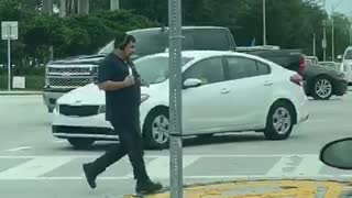 Truck Driver Helps Elderly Woman Cross the Street