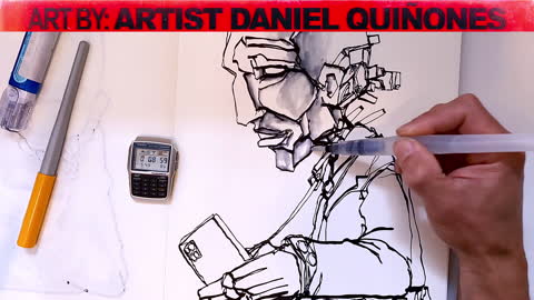 Time-Lapse / Phone Slave art without lifting pen. Art by: - Artist Daniel Quinones