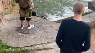 Rescuer Attempts to Rescue Elusive Duck