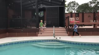 Sam Falls in Pool