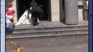 Bride And Groom Face Plant While Leaving The Church