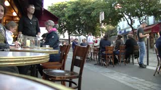 People Move Fast Video In Outside Restaurant
