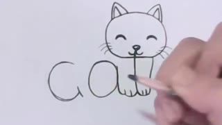 Draw cat from the word Cat | Easy step to draw cat