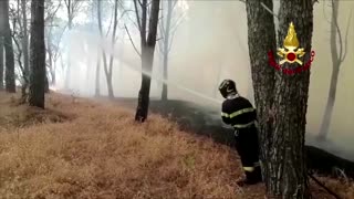 Firefighters battle blaze in Sardinia