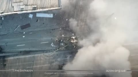 Russian tank after multiple hits by Ukrainian airforce in Mariupol