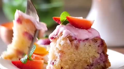Eggless Strawberry Orange Spring Cake