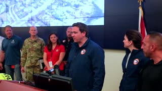 DeSantis Receives Ovation After Visiting Hurricane Relief HQ
