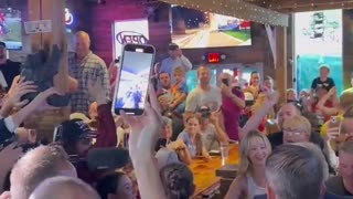 Iowa bar goes crazy for President Trump because they love America like he does.