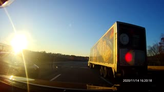 Tractor trailer swerving across lanes