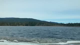 Beautiful lake in British Columbia in the winter on time lapse