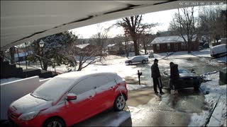 Woman Slips While Defrosting Icy Driveway