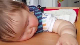 Baby Literally Falls Asleep While Eating Snack