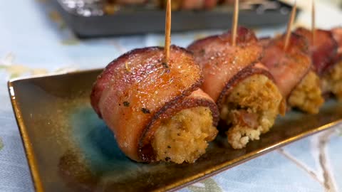 Thanksgiving recipe: Bacon-wrapped stuffing bites