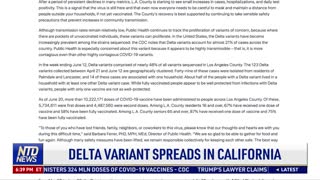 Delta Variant Spreads in California