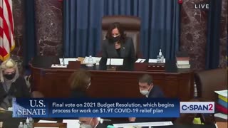 Vice President Kamala Harris casts tie-breaking vote in the Senate