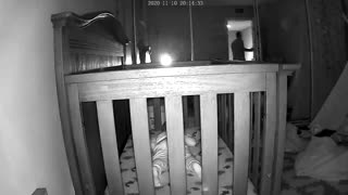 Baby cam catches toddler's hilarious fake sleeping act