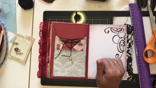 Making a corset pocket (#1) for the "Gothic Love" journal (from Lovely Lavender Wishes)