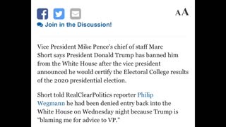 Trump BANS Pence Chief Of Staff, Marc Short, From White House !