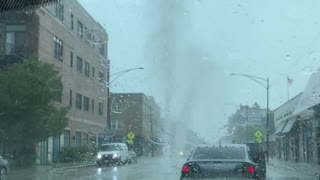 Storm Water Sprays From Chicago Sewer System