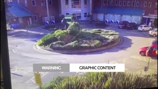 CCTV shows taxi explode outside UK hospital