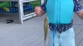 Boy Catches His First Fish on Camera