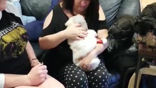 Woman receives new surprise puppy for Christmas