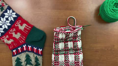 Preparing for Afterthought Heel on Christmas Stocking