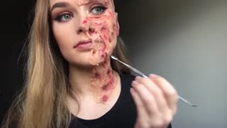 SFX makeup tutorial: Incredible half-burnt face