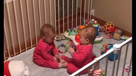 Funny Baby Twins Fighting